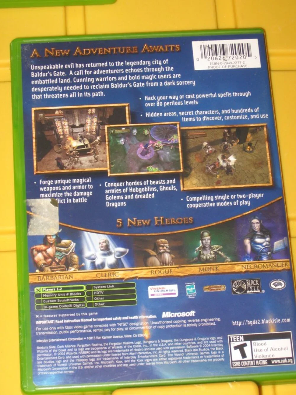 Baldurs Gate Dark Alliance II (Microsoft Xbox, 2003) CIB